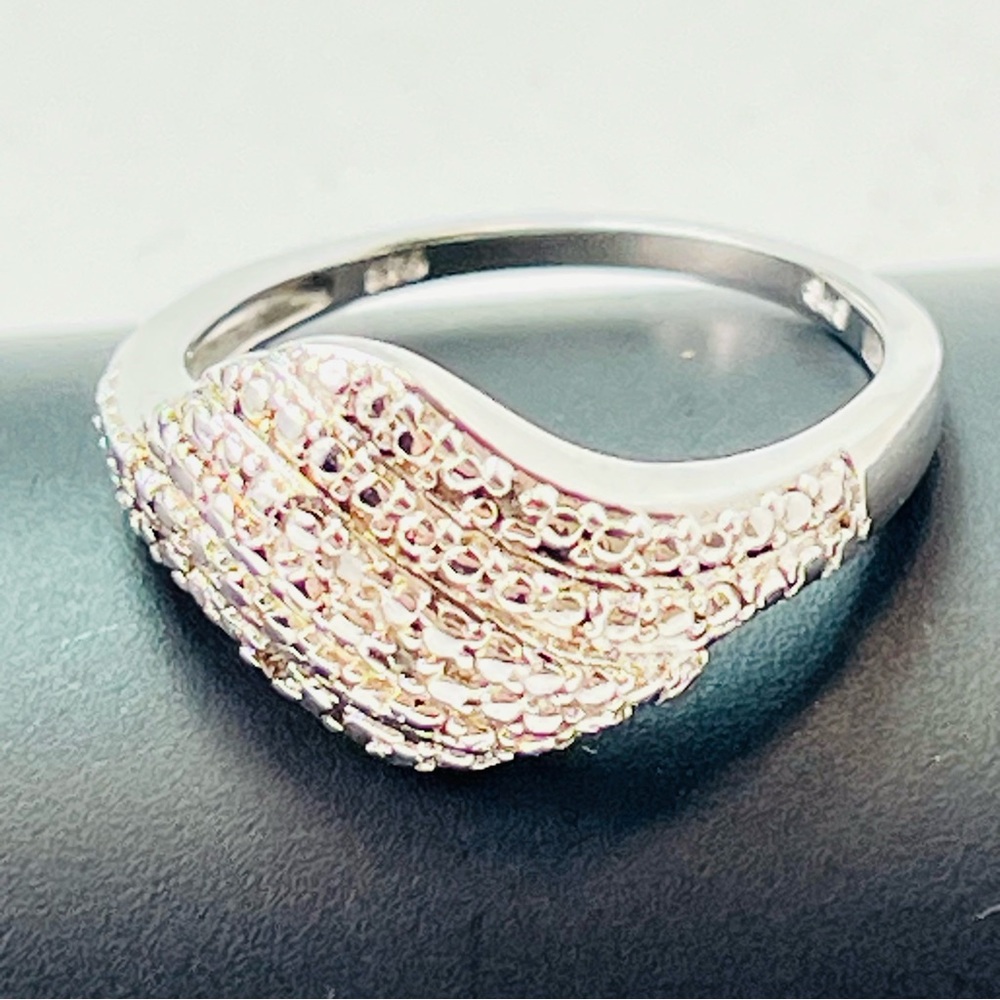 Sterling Silver Wave Ring Signed Statement Ring Size 8.75